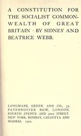 Cover of A constitution for the socialist commonwealth of Great Britain