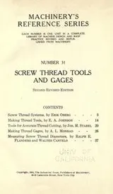 Cover of Screw thread tools and gages ...