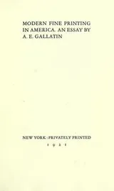 Cover of Modern fine printing in America