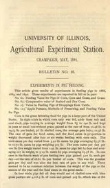 Cover of Experiments in pig feeding
