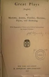 Cover of Great plays (English by Marlowe, Jonson, Fletcher, Sheridan, Payne, and Browning