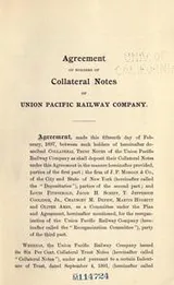 Cover of Agreement of holders of collateral notes of Union Pacific railway company