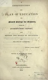 Cover of A constitution and plan of education for Girard College for orphans
