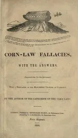 Cover of Corn-law fallacies, with the answers, with a dedication to the Manchester Chamber of Commerce