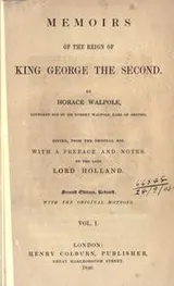 Cover of Memoirs of the reign of King George the Second