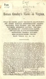 Cover of Horace Greeley's views on Virginia
