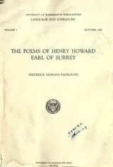 Cover of The poems of Henry Howard, earl of Surrey [ed. by] Frederick Morgan Padelford