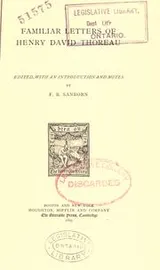 Cover of Familiar letters of Henry David Thoreau