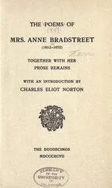 Cover of The poems of Mrs. Anne Bradstreet (1612-1672)