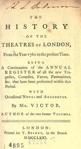 Cover of The history of the theatres of London