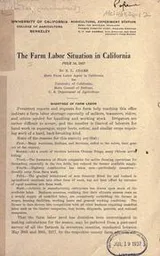 Cover of The farm labor situation in California