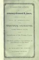 Cover of Communication of Attorney-General Z. Snow