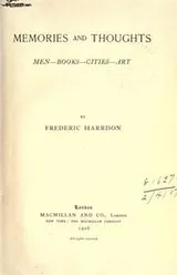 Cover of Memories and thoughts