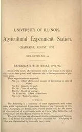 Cover of Experiments with wheat, 1891-92