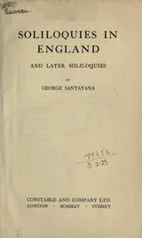 Cover of Soliloquies in England and later soliloquies