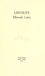 Cover of Lincoln's Ellsworth letter