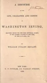 Cover of A discourse on the life, character and genius of Washington Irving