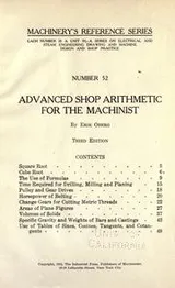 Cover of Advanced shop arithmetic for the machinist