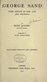 Cover of George Sand: some aspects of her life and writings