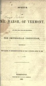 Cover of Speech on the bill for establishing the Smithsonian Institution