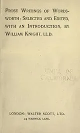 Cover of Prose writings of Wordsworth