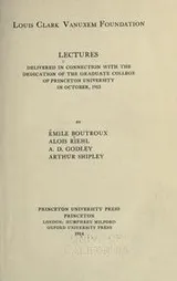 Cover of Lectures delivered in connection with the dedication of the Graduate college of Princeton university in October, 1913