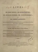 Cover of The lives of Dr. John Donne, Sir Henry Wotton, Mr. Richard Hooker, Mr. George Herbert, and Dr. Robert Sanderson