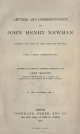 Cover of Letters and correspondence of John Henry Newman during his life in the English church