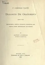 Cover of Dialogus de oratoribus