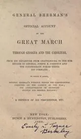 Cover of General Sherman's official account of his great march through Georgia and the Carolinas