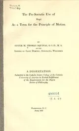 Cover of The pre-Socratic use of [phychē] as a term for the principle of motion
