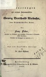 Cover of Erinnerungen aus meinem Zusammenleben mit Georg Berthold Niebuhr