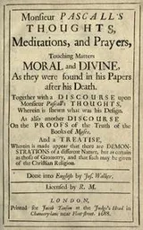 Cover of Monsieur Pascall’s Thoughts, Meditations, and Prayers, Touching Matters Moral and Divine