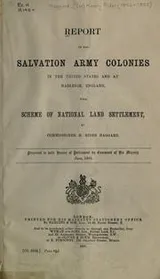 Cover of Report on the Salvation Army colonies in the United States and at Hadleigh, England