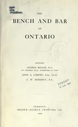 Cover of The bench and bar of Ontario