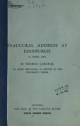 Cover of Inaugural address at Edinburgh, 2d April, 1866