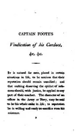 Cover of Captain Foote's vindication of his conduct when captain of His Majesty's ship Sea-Horse, and senior officer in the Bay of Naples, in the summer of 1799
