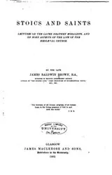 Cover of Stoics and saints