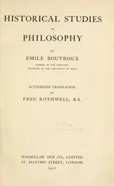 Cover of Historical studies in philosophy