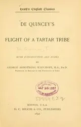 Cover of De Quincey's Flight of a Tartar tribe