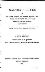 Cover of Walton's lives of Dr. John Donne, Sir Henry Wotton, Mr. Richard Hooker, Mr. George Herbert and Dr. Robert Sanderson