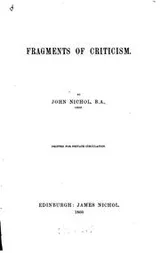 Cover of Fragments of criticism