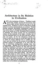 Cover of Architecture in its relation to civilization