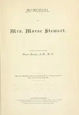 Cover of Memorial of Mrs Morse Stewart