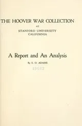 Cover of The Hoover War Collection at Stanford University, California