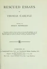 Cover of Rescued essays of Thomas Carlyle
