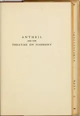 Cover of Antheil and the treatise on harmony