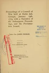 Cover of Proceedings of a council of war held at Burke Jail, Georgia, January 14th, 1779