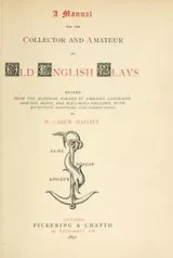 Cover of A manual for the collector and amateur of old English plays