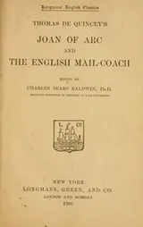 Cover of Thomas De Quincey's Joan of Arc and the English mail-coach
